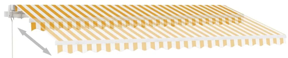 vidaXL Τέντα Συρόμενη Χειροκίνητη με LED Κίτρινο / Λευκό 450 x 350 εκ.