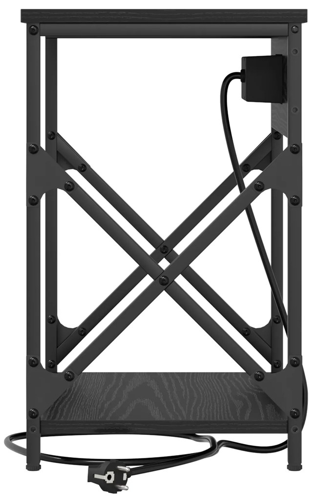 vidaXL Κομοδίνο Μαύρη δρυς 41 x 31 x 51 εκ. Επεξεργασμένο ξύλο