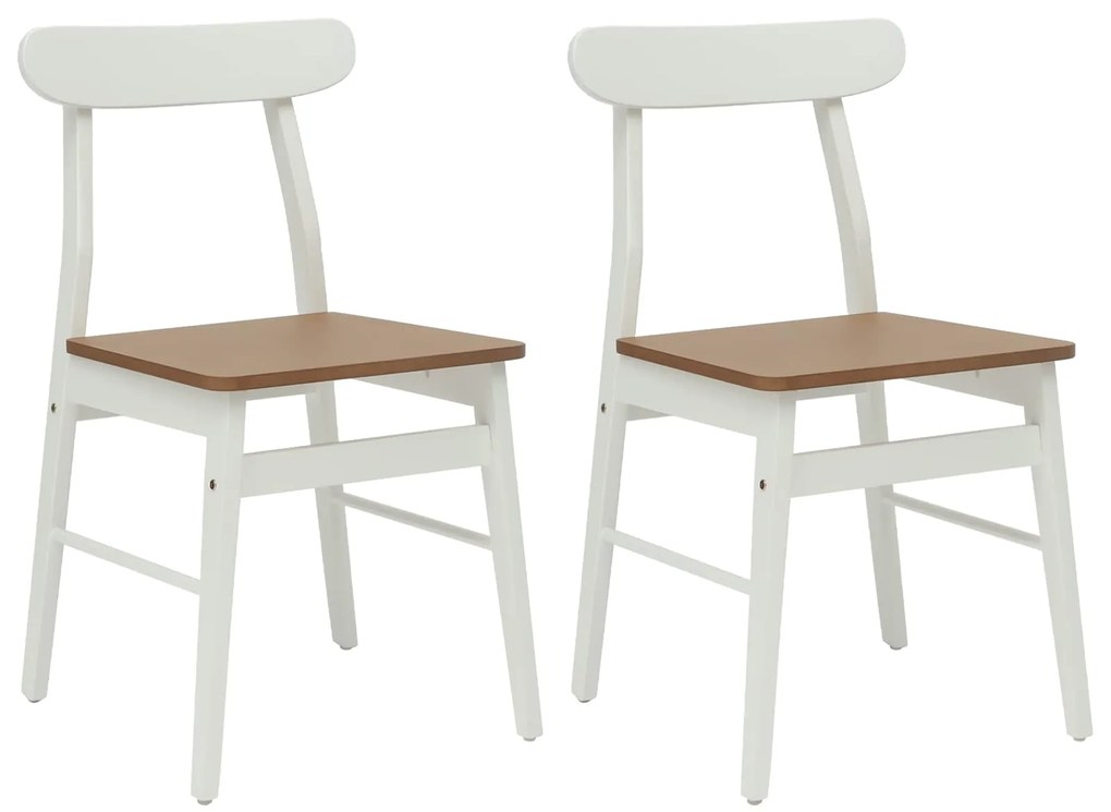 vidaXL Καρέκλα τραπεζαρίας 2 pcs Λευκό και Φυσικό 43 x 44,5 x 77 εκ.