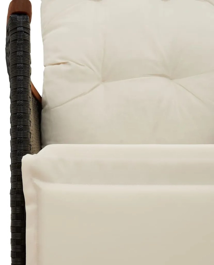 vidaXL Σετ Επίπλων Bistro 3 τεμ. Μαύρο Συνθετ. Ρατάν με Μαξιλάρια