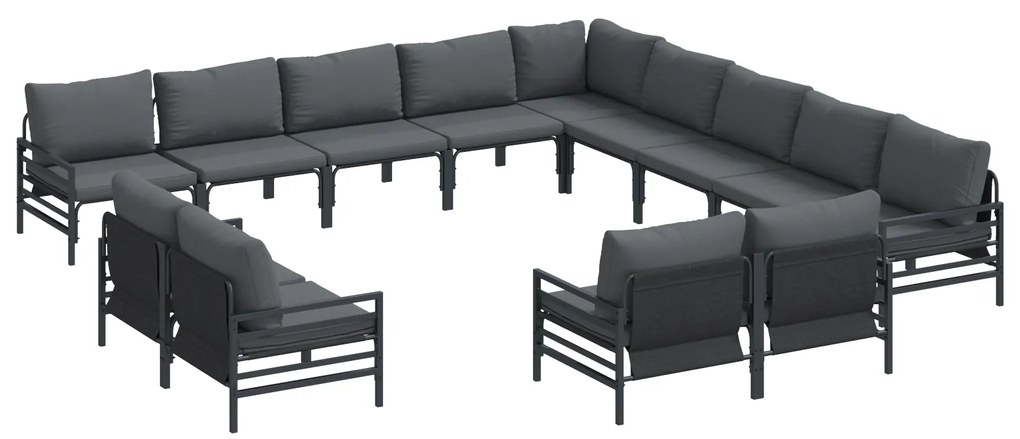 vidaXL Σετ Καναπέ Κήπου 13 pcs Ανθρακί Ατσάλι