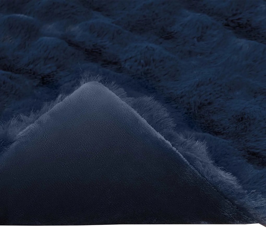 vidaXL Ψεύτικη κουβέρτα από κουνέλι Θαλασσί Μπλε 240 x 270 εκ.