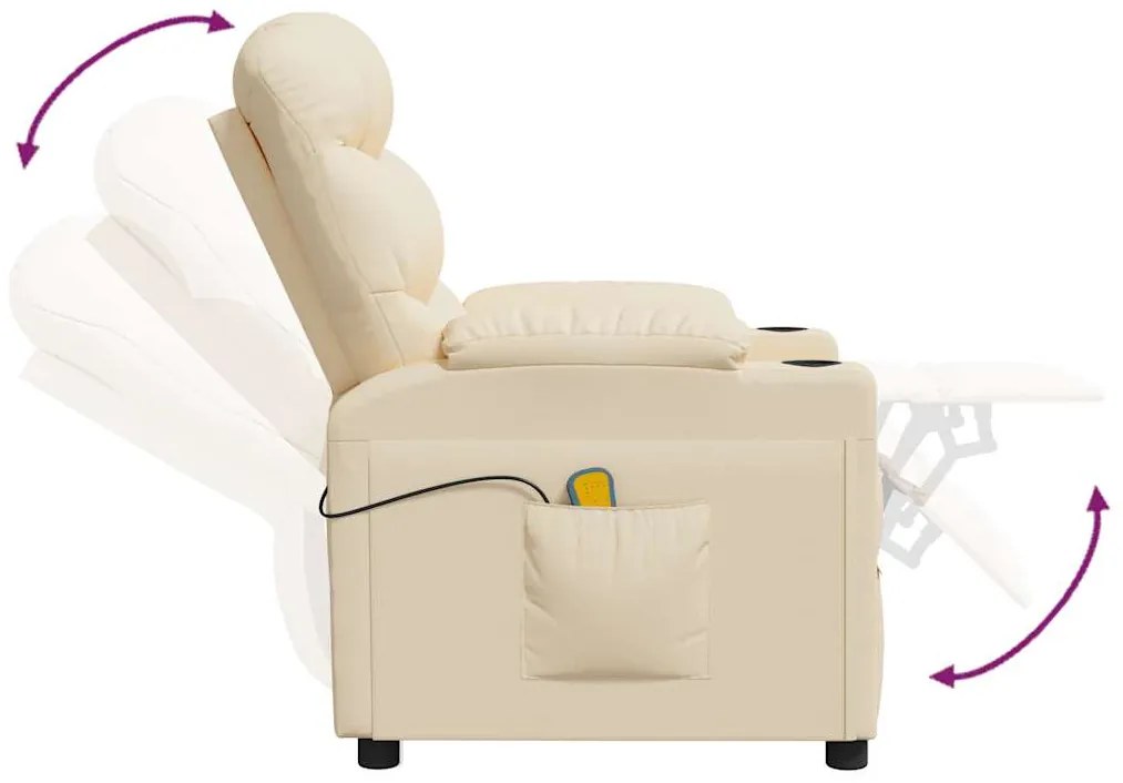 vidaXL Πολυθρόνα Μασάζ Κρεμ Υφασμάτινη