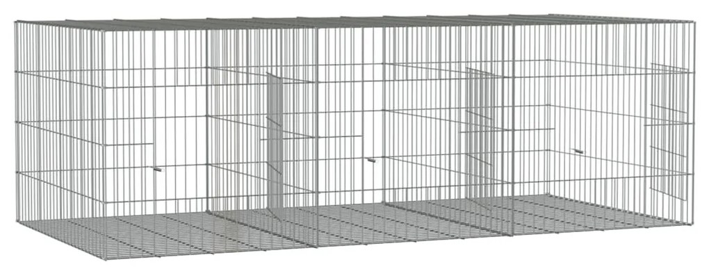 vidaXL Κλουβί Κουνελιών 3 Πάνελ 163x79x54 εκ. από Γαλβανισμένο Σίδερο
