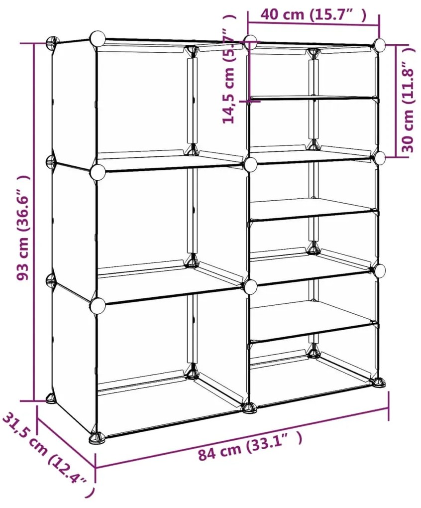 vidaXL Παπουτσοθήκη Διαφανής 84x31,5x93 εκ. από Πολυπροπυλένιο