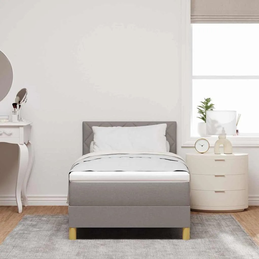 vidaXL Κρεβάτι με ελατήρια με στρώμα Taupe 90 x 200 cm ύφασμα
