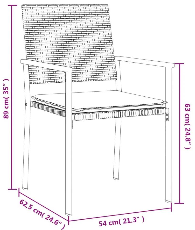 Καρέκλες Κήπου 4 τεμ. Μαύρο 54x62,5x89 εκ Συνθ. Ρατάν&amp;Μαξιλάρια - Μαύρο