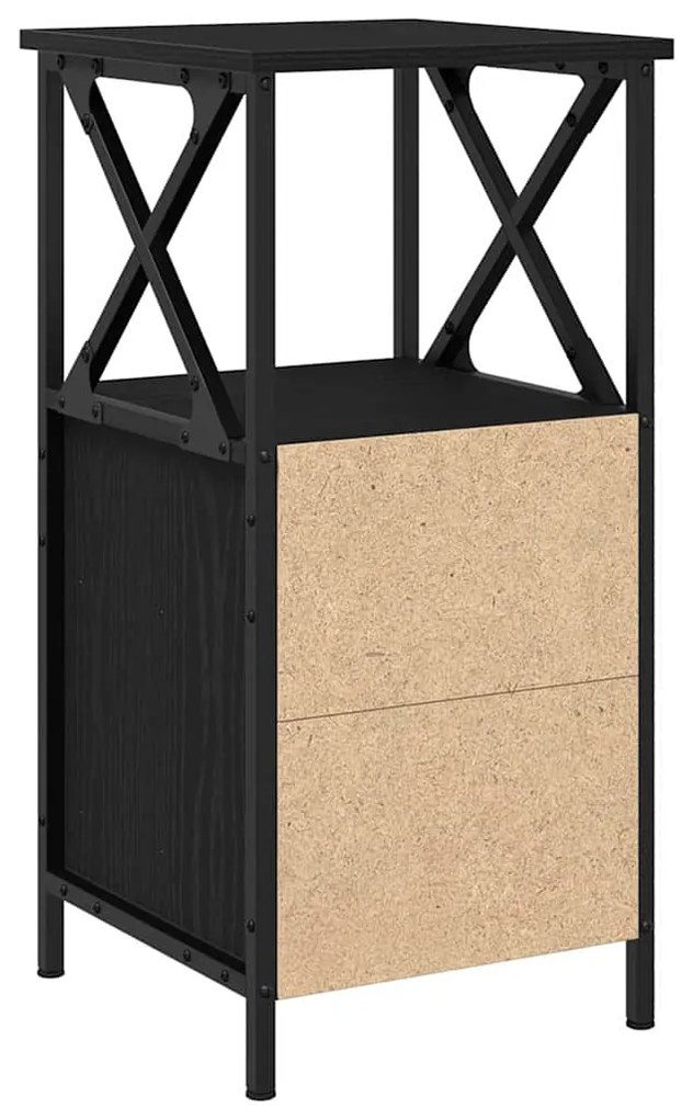 vidaXL Κομοδίνο με συρτάρι Μαύρη δρυς 34 x 35,5 x 70 εκ