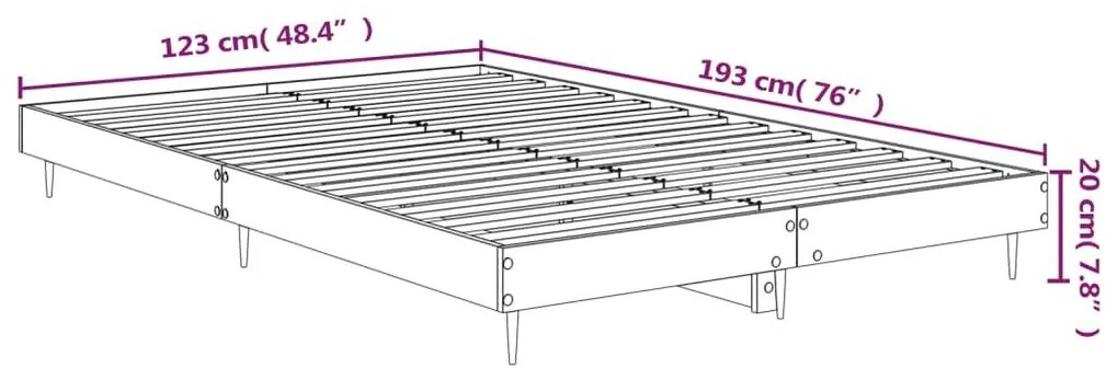 Πλαίσιο Κρεβατιού Γκρι Σκυροδέματος 120x190 εκ. Επεξεργ. Ξύλο - Γκρι