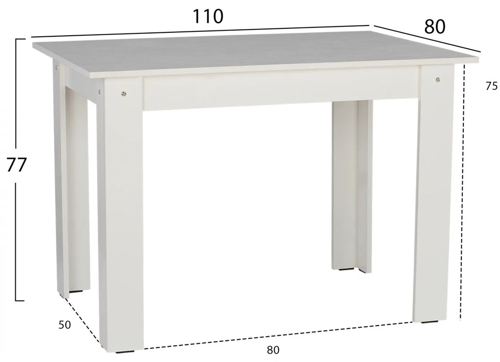 ΤΡΑΠΕΖΙ ΚΟΥΖΙΝΑΣ 110x80x77Υεκ. ΛΕΥΚΟ HM2428.03 - 0533085 - HM2428.03