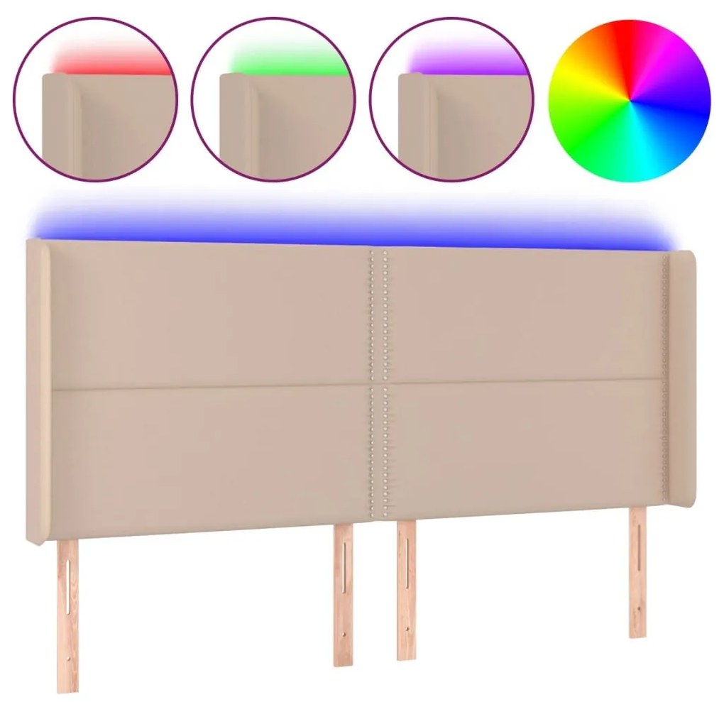 Κεφαλάρι Κρεβατιού LED Καπουτσίνο 163x16x118/128 εκ - Καφέ