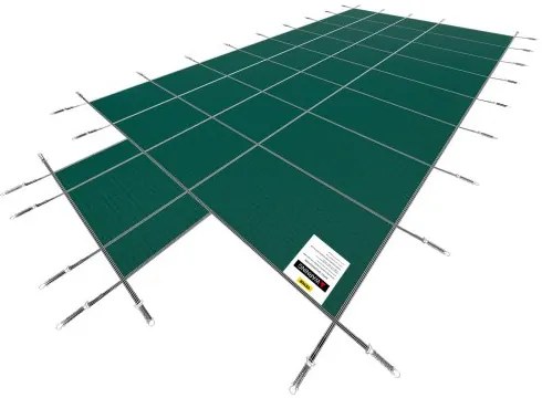 VEVOR Pool Safety Cover Fits 18x36ft Rectangle Inground Pools, Safety Pool Cover with 4x10ft Center End Step, Mesh Solid Pool Cover with Drainage Holes for Swimming Pool, Winter Safety Cover, Green