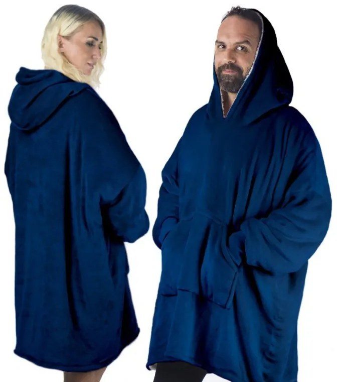 HomeVero Comfort Blanket Βελούδινη Oversized Μπλούζα – Κουβέρτα HV-CB-NB Μπλε