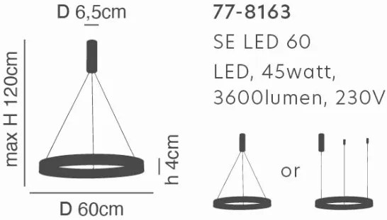 Γραμμικό Φωτιστικό SE LED 60 AMARYLIS PENDANT CHROME Γ5 - 77-8163 - 21W - 50W - 77-8163