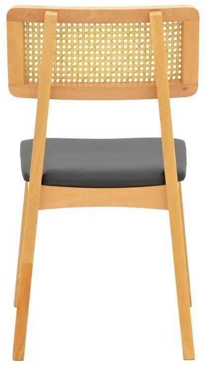 Καρέκλα Renna ξύλο οξιάς σε φυσική απόχρωση με μαύρο pu μαξιλάρι 48x52x79εκ 2αδα 48x52x79 εκ.