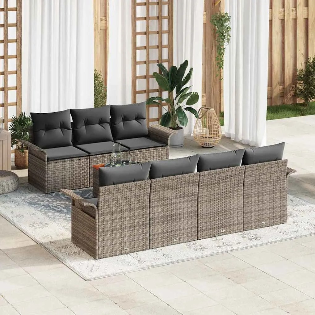 vidaXL Σετ Καναπέ Κήπου με μαξιλάρι 8 pcs Γκρι 55 x 55 x 37 εκ
