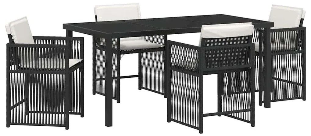 vidaXL Σέτ φαγητού για κήπο 5 pcs Μαύρο συνθετικό ρατάν