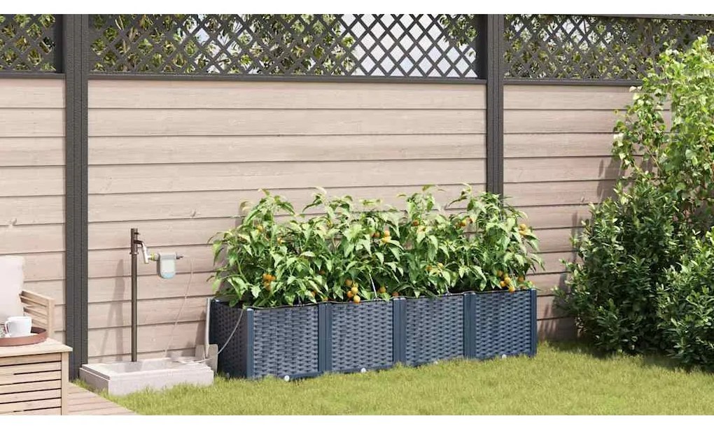 vidaXL Ζαρντινιέρες κήπου Γκρι 160 x 40 x 37.5 cm Ατσάλι