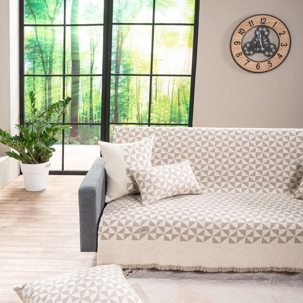 Ριχτάρι Columbia 01 Ecru Teoran Three-Seater 180x300cm Ακρυλικό,Βαμβάκι, Polyester