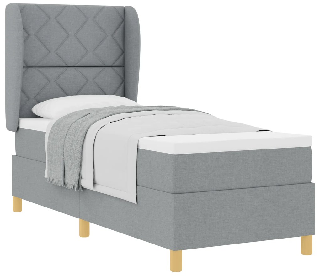 vidaXL Κρεβάτι με στρώμα Box Spring Γκρι 80x200 εκ. Υφάσματος