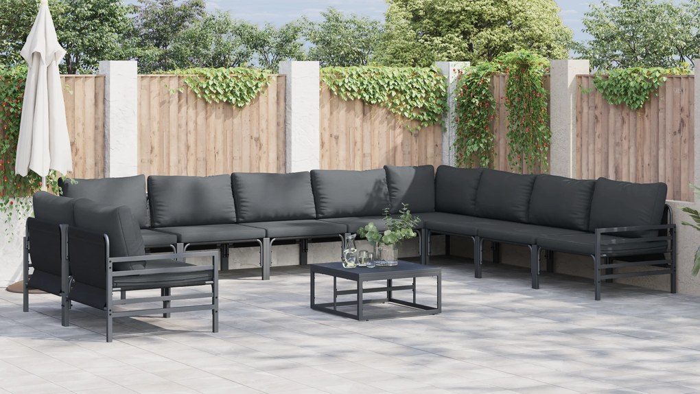 vidaXL Σετ Καναπέ Κήπου 11 pcs Ανθρακί Ατσάλι