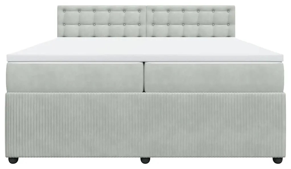 vidaXL Κρεβάτι Boxspring με Στρώμα Ανοιχτό Γκρι 200x200 εκ. Βελούδινο