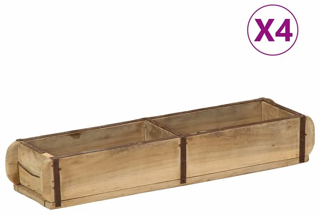vidaXL Δίσκος με αποθήκευση 4 pcs Καφέ 60.5 x 15 x 9 εκ