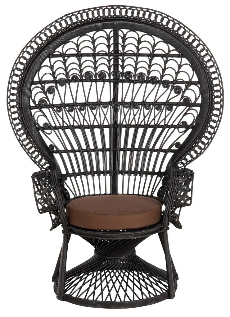 ΠΟΛΥΘΡΟΝΑ ROYAL PEACOCK  RATTAN ΜΑΥΡΟ-ΜΑΞΙΛΑΡΙ ΚΑΦΕ 114x72x150Yεκ.