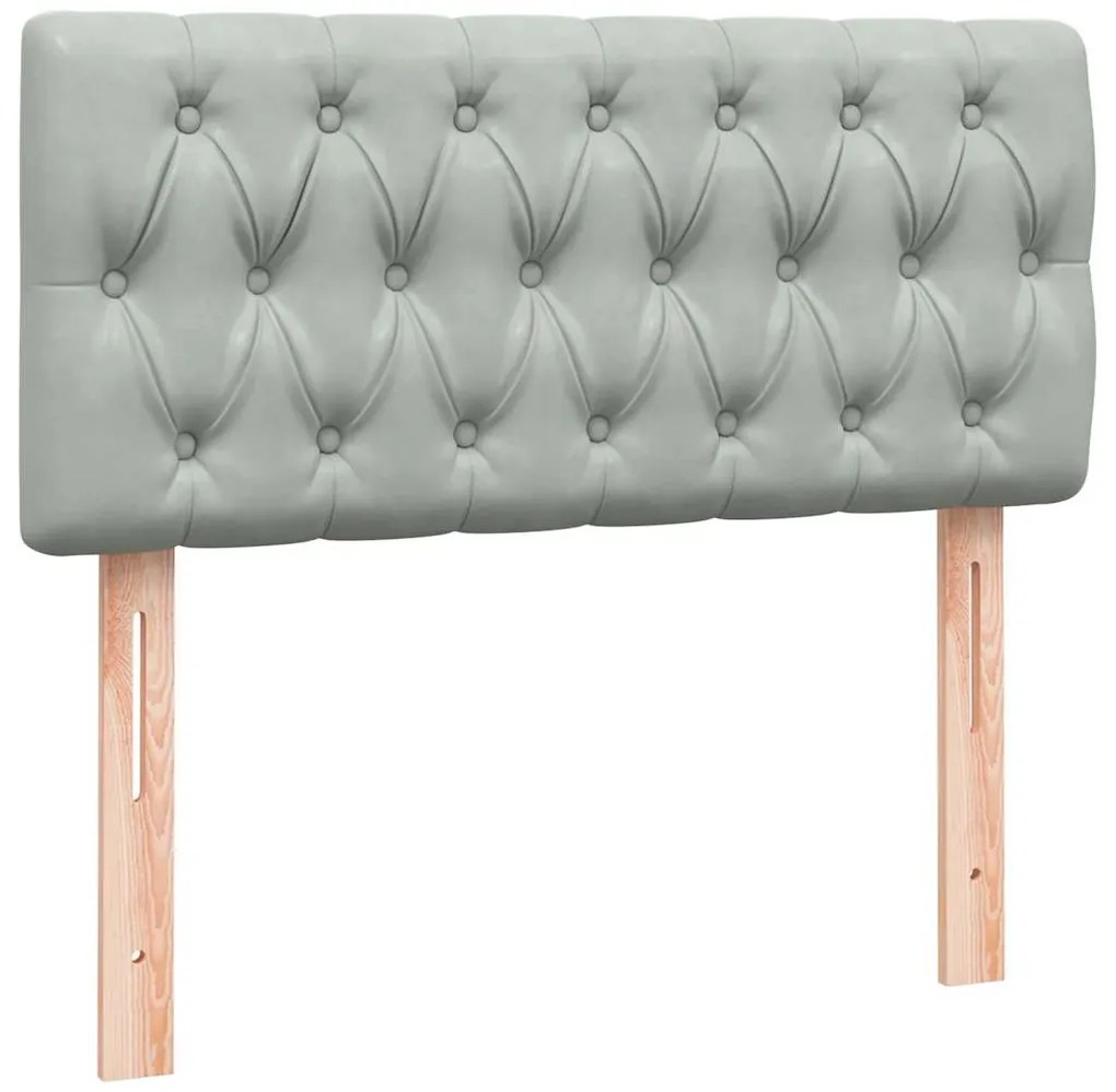 vidaXL Box Spring κρεβάτι με στρώμα ανοιχτό γκρι 80x220 cm Βελούδινο