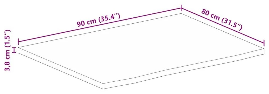 Επιφάνεια Τραπεζιού 90x80x3,8 εκ. Live Edge Μασίφ Ξύλο Μάνγκο - Καφέ