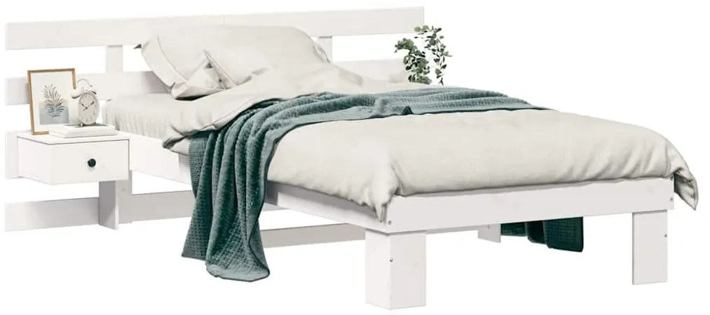 vidaXL Σκελετός Κρεβατιού Λευκό 90 x 190 cm Μασίφ ξύλο πεύκου