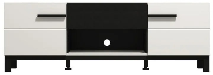 Έπιπλο Τηλεόρασης Sarthe 150 3K1F2V Λευκό - Μαύρο 147x42x51 εκ. 147x42x51 εκ.