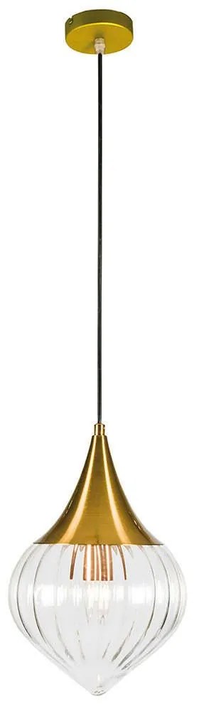 Φωτιστικό Οροφής Lucida 4259900 E27 Clear-Gold Viokef Metal, Glass