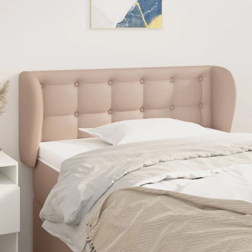 vidaXL Κεφαλάρι με Πτερύγια Καπουτσίνο 93x23x78/88 εκ. Συνθετικό Δέρμα