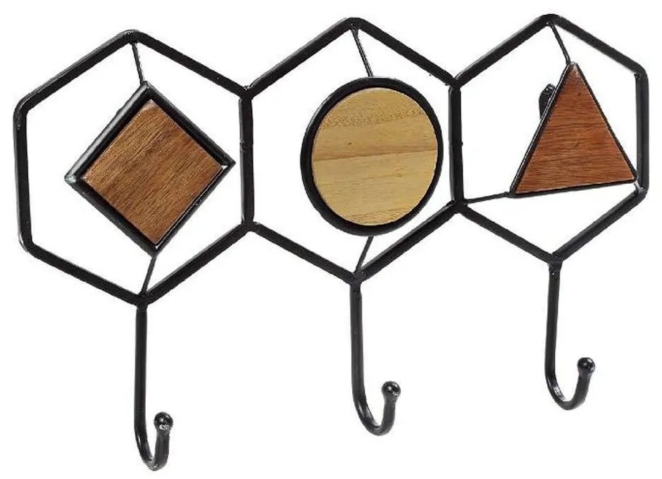Κρεμάστρα Τοίχου 3 Θέσεων ICY311K2 36x4,5x21,5cm Black Espiel Mdf, Metal