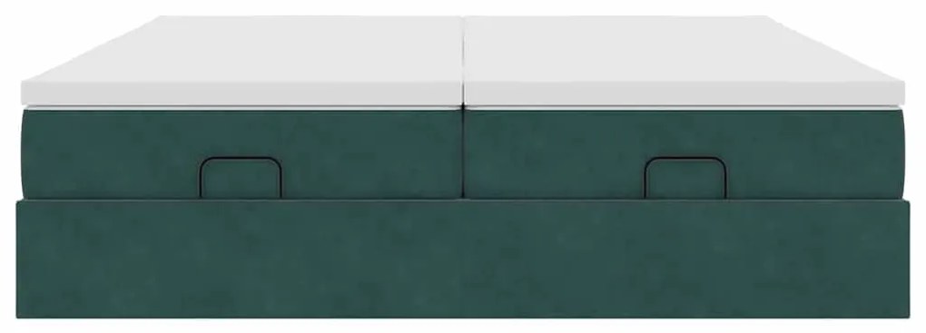 vidaXL Οθωμανικό κρεβάτι με στρώματα Σκούρο πράσινο 200x200cm Velvet