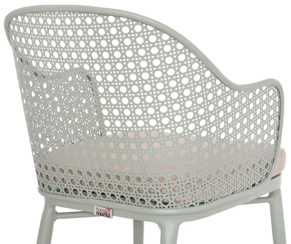 Καρέκλα - Πολυθρόνα OREGO C6268.06 Αλουμινίου Φυστικί με Μαξιλάρι Γκρί 56x59x81Υ εκ. 56x59x81 εκ.