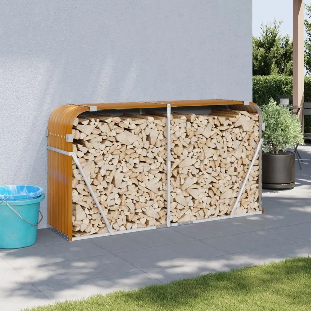 vidaXL Ξυλοθήκη Ξύλινη Όψη 180x45x100 εκ. από Γαλβανισμένο Ατσάλι