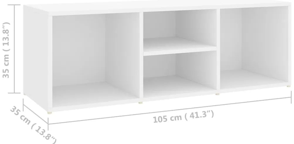 vidaXL Πάγκος Αποθήκευσης Παπουτσιών Λευκός 105x35x35 εκ. Επεξ. Ξύλο