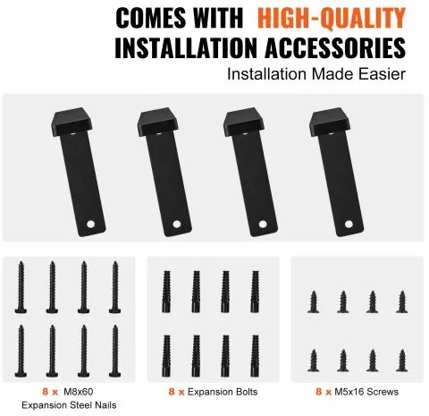 VEVOR Shelf Bracket, 16 x 6 in 4 Pcs, Heavy Duty Floating Shelf Brackets, Brackets for Shelves, 10mm Thick Matte Black L Shelf Bracket,Steel Shelving Brackets with 160 lbs Load Capacity
