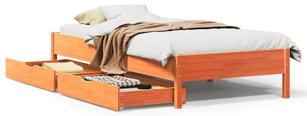 vidaXL Σκελετός Κρεβ. Χωρίς Στρώμα Καφέ Κεριού 100x200 εκ Μασίφ Πεύκο