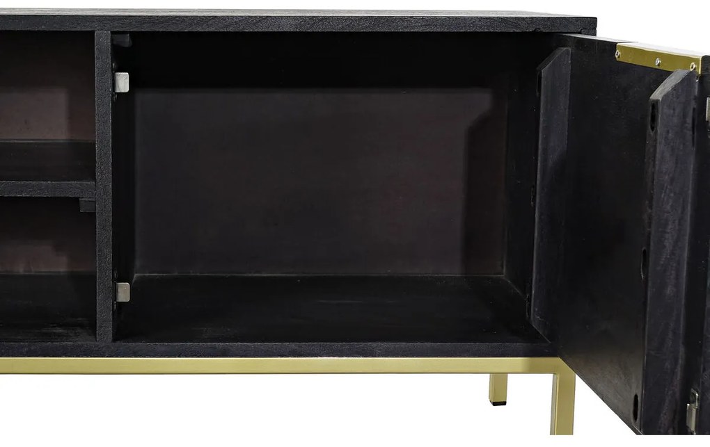 Τηλεόραση DKD Home Decor Μαύρο Μέταλλο Χρυσό Ξύλο από Μάνγκο (147 x 40 x 51 cm)