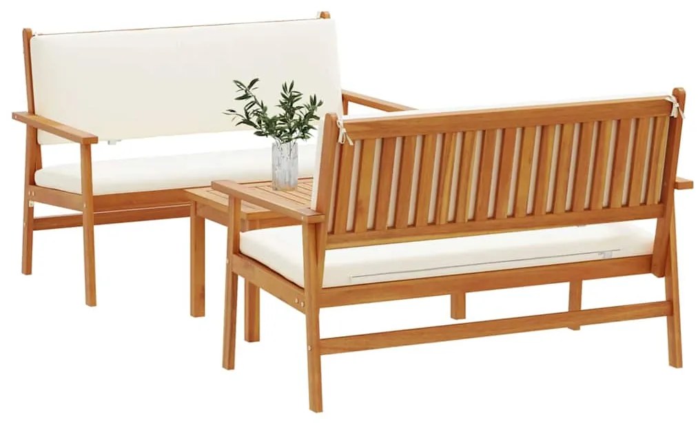 vidaXL Σετ Καναπέ Κήπου 3 pcs Καφέ 75 x 45 x 38 εκ. Μασίφ ξύλο ακακίας
