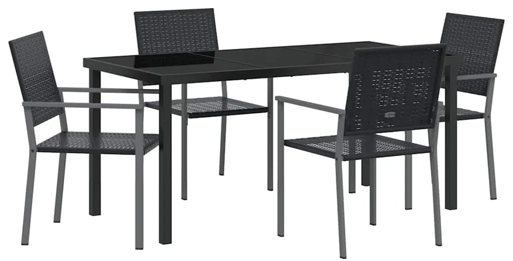 vidaXL Σέτ φαγητού για κήπο 5 pcs Μαύρο Πολυ ράταν