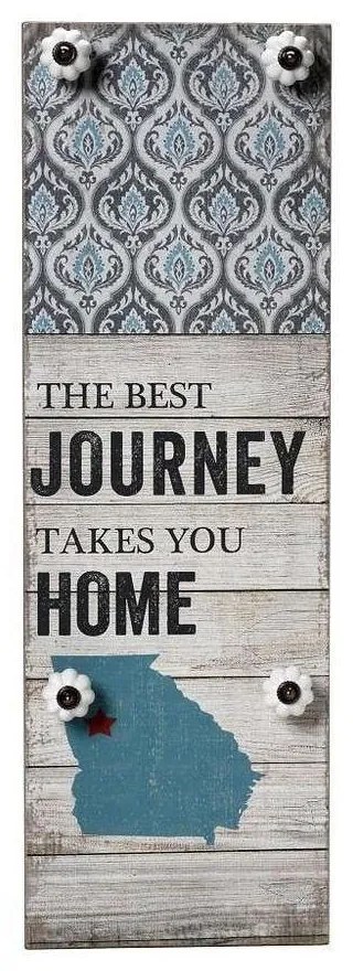 Κρεμάστρα Journey-Home 4 Θέσεων NIK225 Μπεζ-Γαλάζια 60x20x5cm Espiel Wood