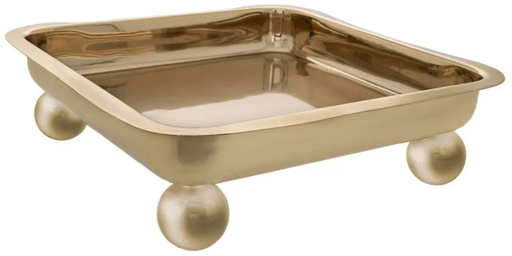 Δίσκος Με Πόδια 86770 28x28x7cm Gold Μέταλλο