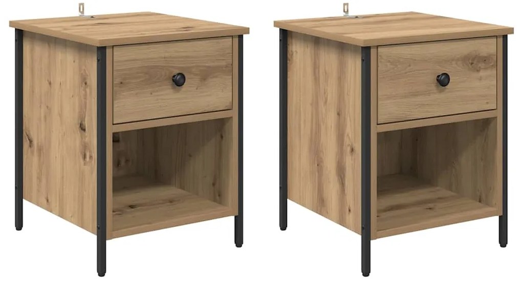 vidaXL Κομοδίνο 2 pcs artisan δρυς 40 x 42 x 50 cm Επεξεργασμένο ξύλο