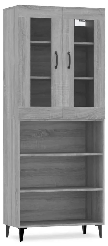 vidaXL Ντουλάπι Γκρι Sonoma 69,5 x 34 x 180 εκ. Επεξεργασμένο Ξύλο