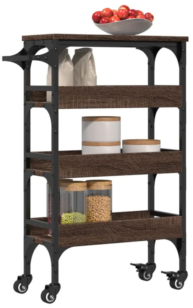 vidaXL Τρόλεϊ Κουζίνας Καφέ Δρυς 53x20x76 εκ. από Επεξεργασμένο Ξύλο