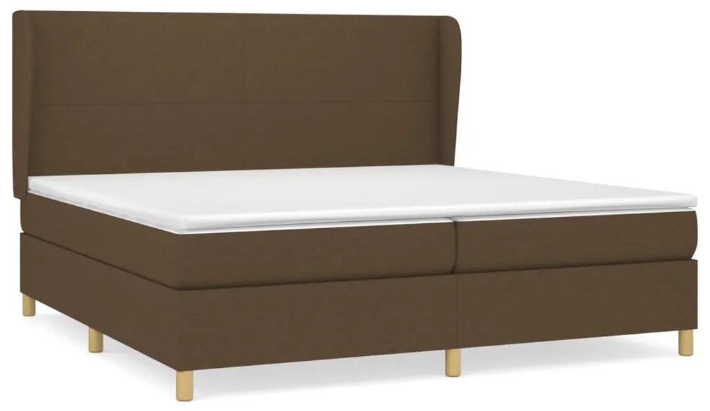 vidaXL Κρεβάτι Boxspring με Στρώμα Σκούρο Καφέ 200x200 εκ. Υφασμάτινο